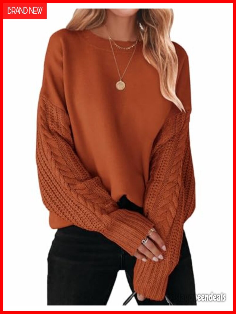 Cable Knit Oversized Tunic Sweater Pullover Long Sleeve Crew Neck